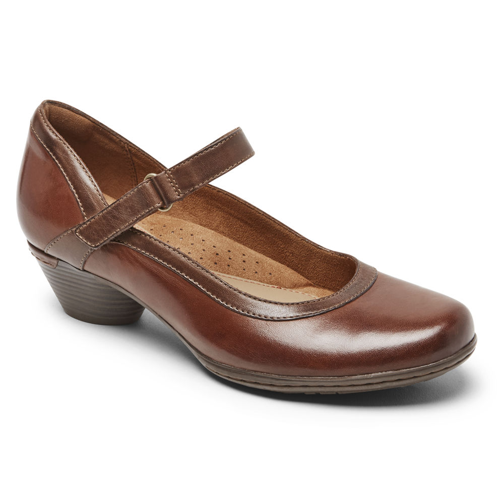 Rockport Flats For Womens Brown - Cobb Hill Laurel Mary Jane - CU6438052